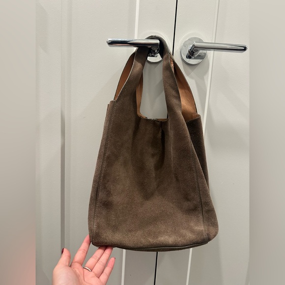 Zara Brown Taupe Cow Leather Purse Tote - Picture 13 of 15
